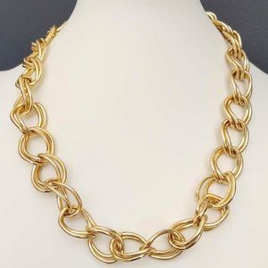 Gold double chain link necklace